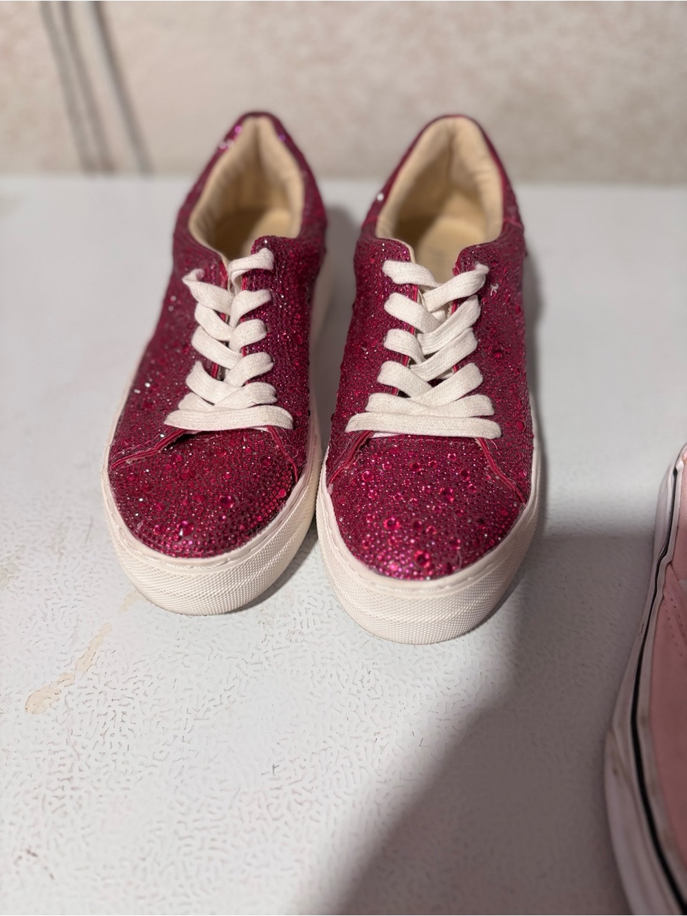 Betsey Johnson Sparkling Raspberry Platform Sneakers